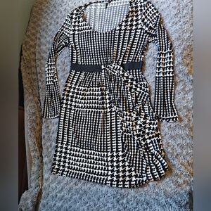 Mid length houndstooth dress